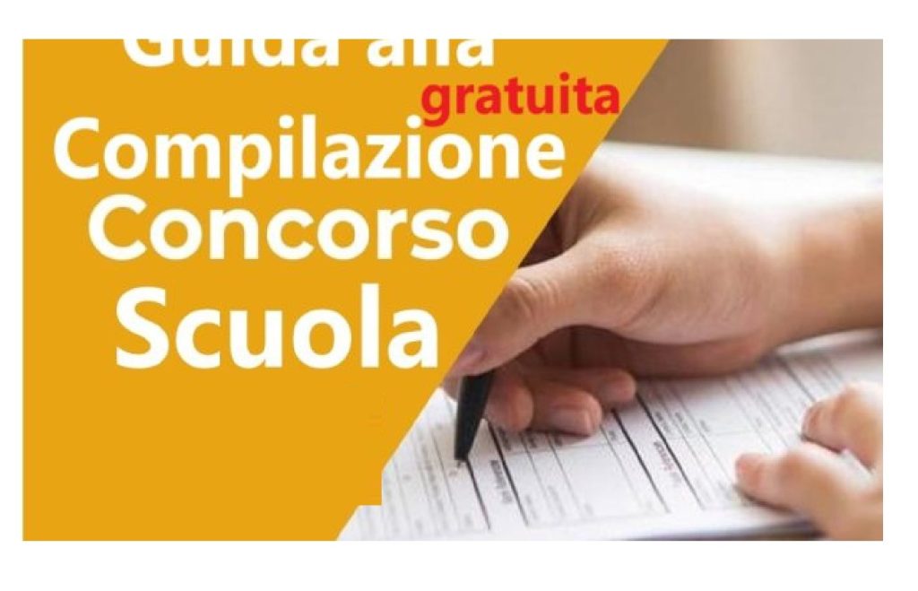 guida 2027 - InfoMiur.it Guida gratuita per la compilazione del concorso scuola; una mano che scrive su un modulo.